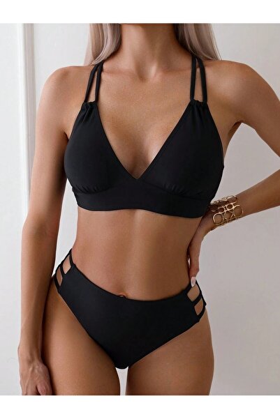 Amour Fashion Kadın Siyah Bant Detaylı Bikini Altı – Şık ve Modern Tasarım (S...