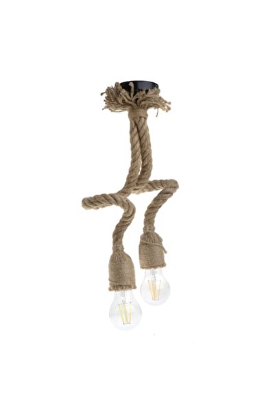 Cojom Candelabru cu frânghii duble, Maro, 8Χ8Χ75 cm