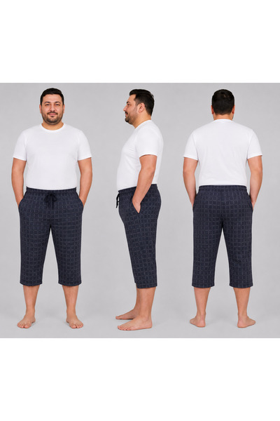 Pijamoni بنطلون كابري من القطن الممشط بمقاس كبير مع جيوب ورباط