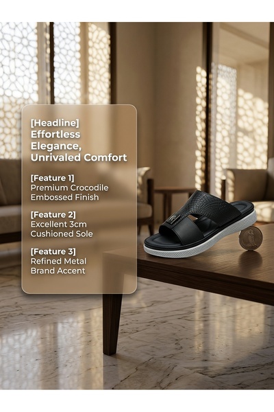 Khayrat Slipper Ergonomic 3cm Height Boost Men Crocodile Texture Slides Slip ...