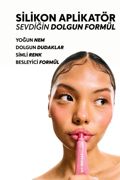 Cream Co. Simli Nemlendirici Parlatıcı 3in1 Lip Balm | Dudak Bakım | Sugar Plum Pembe Erik | Hyaluronik Asit Seramid