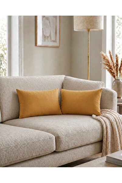 Econice Double-Sided Duck Linen, Gold Waist Cushion Cover, 2 Pieces