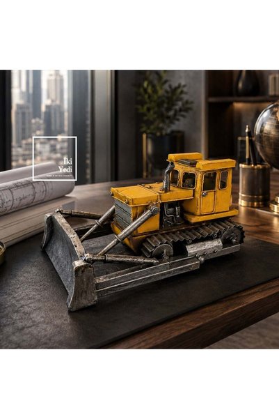 İki Yedi Konsept Erdmeister El Yapımı Metal Buldozer Maketi İş Makinası Vinta...