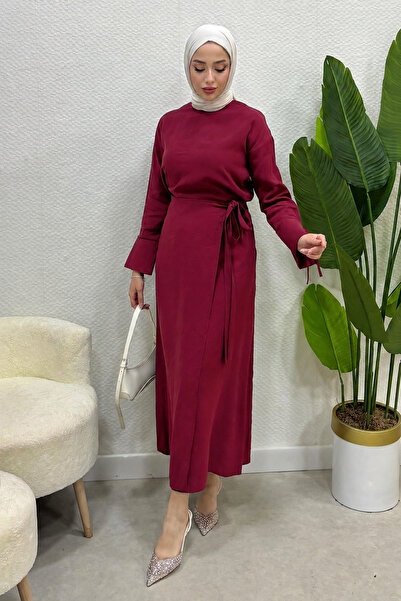 Tesettür Diyarı Women's Summer Fabric Tie-Waist Skirt Suit - Red