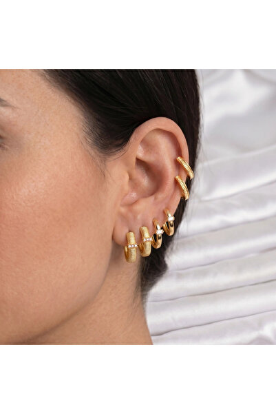 Dorvina Brass Gold Color Hoop Earrings Set of 6 for Women