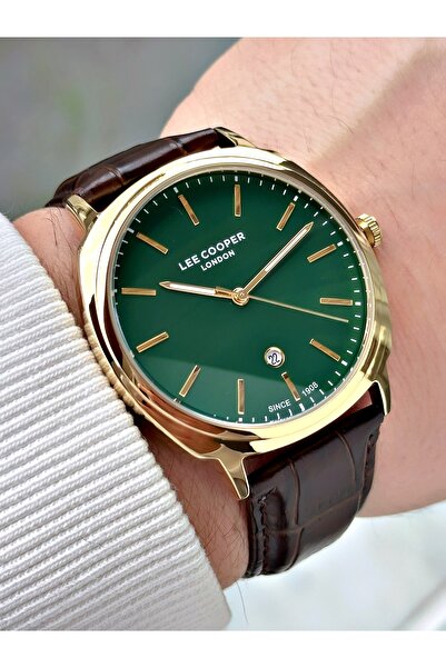 Lee Cooper Special Design Brown-Green Color Leather Cord Men's Wristwatch 824...