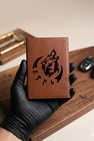 Yalıgraf Reklam Tabela Kurt Hilal Göktürkçe Turkish Brown Tan Leather Stitche...