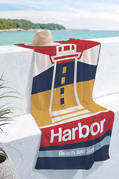 Evimde Bambaşka Prosop de plajă Lighthouse Harbor Marine - Prosop de plajă na...