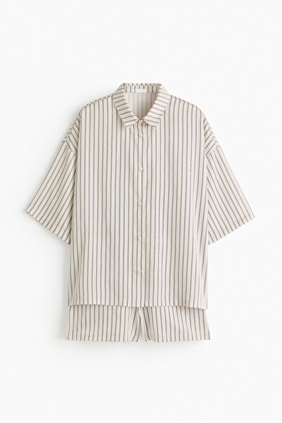 H&M Çizgili Lyocell Saten Pijama Takımı