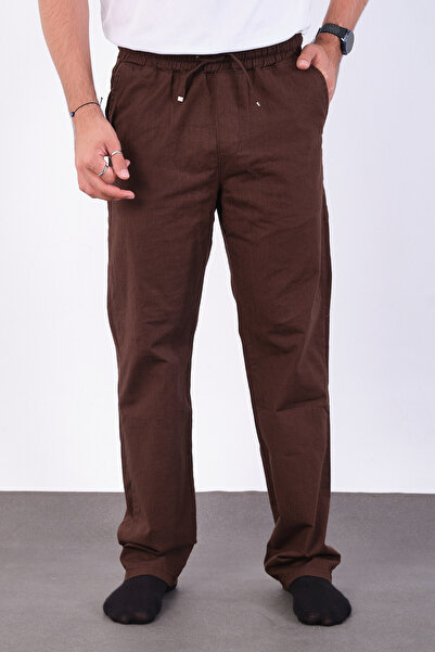 FRANKNESS JNS Men's Baggy Fit Linen Fabric Elastic Waist Comfortable Cut Pants