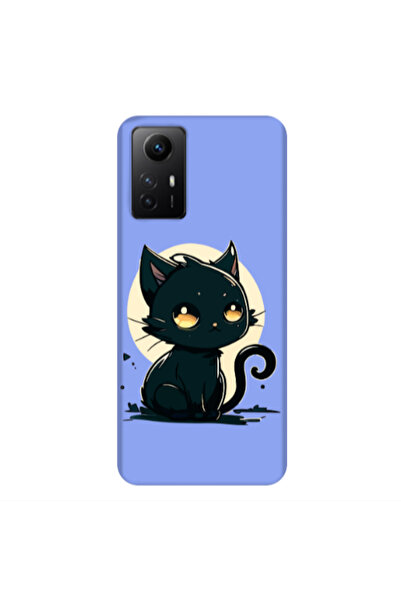 Other Xiaomi Redmi Note 12s Black Cat Light Purple Colored Silicone TPU Θήκη