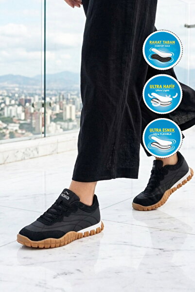 noka Black Lace-Up Lightweight Flexible Women's Casual Shoes Axel g