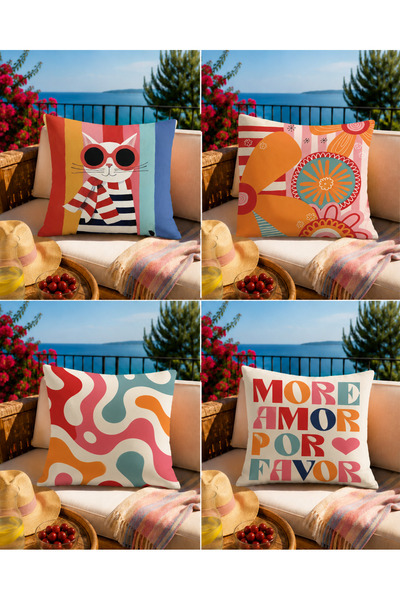ALAMODECOR Šareni moderni dizajn, dvostrano digitalno štampani set od 4 navla...