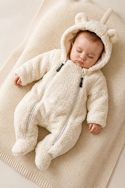 BYMURAT BABY Welfsoft Peluş Bebek Tulumu– Beyaz