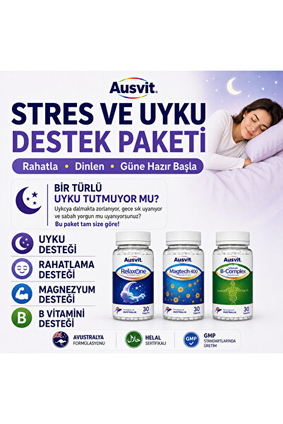 Ausvit Stres, Rahatlama ve Uyku Destek Paketi 3'lü Set