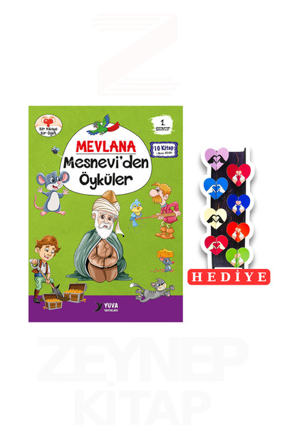 Yuva Yayınları 1.Sınıf Mevlana Mesnevi'den Öyküler 10 Kitap Set (8'li Kalp Ay...