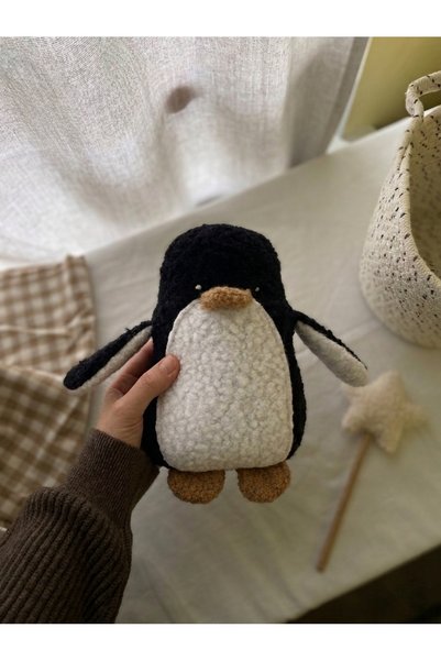 bohemoon Teddy Penguen Bebek Çocuk Uyku Arkadaşı Yumuşak Peluş Oyuncak Gri