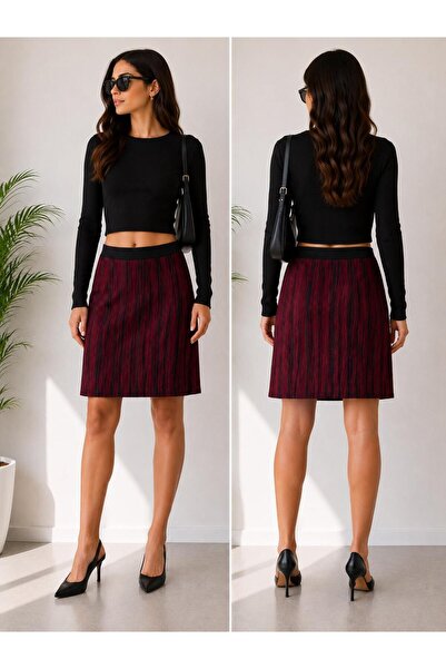 ARDENİM Striped Textured Body-Hugging Skirt