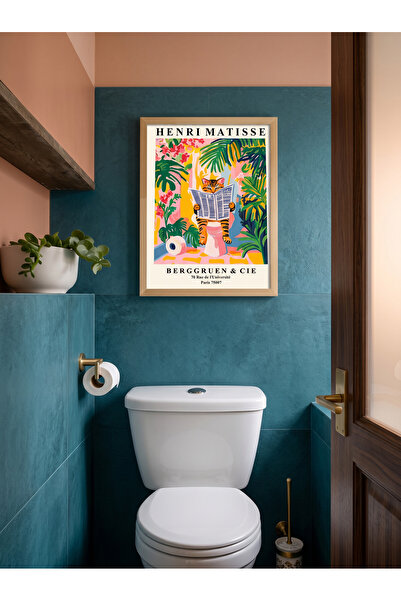 Creatick Design Banyo Tuvalet Duvar Tablosu Duvar Dekoru Doğal Ham Ahşap Çerç...