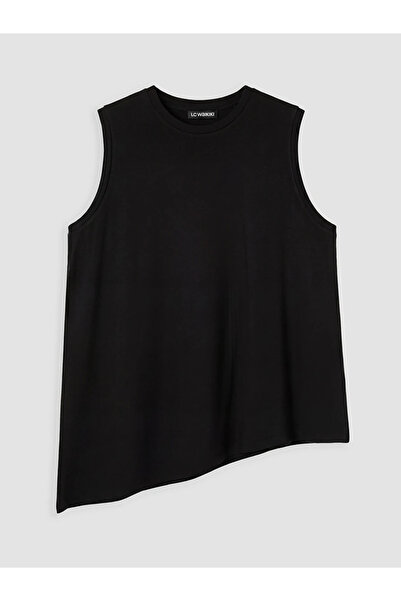 LC Waikiki Black Plus Size Asymmetrical Cut Women's Tank Top