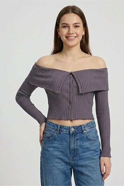 Don't Call Me Jennyfer Women Textured Long Sleeve Top, Dark Grey