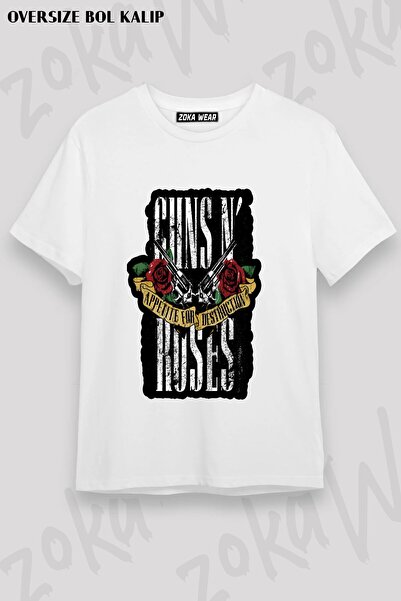 ZOKAWEAR Unisex Loose Fit Guns N Roses V42 Printed T-Shirt