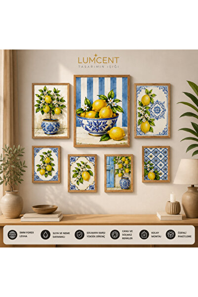 Lumcent • Çerçeve Görünümlü Limon Desenli Forex Tablo Seti | Mutfak ve Salon ...