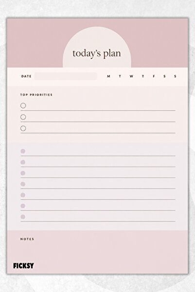 Ficksy Daily Planner - A5 Size to Do - 50 Sheets - Daily Planner