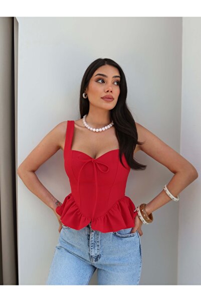 ESRAHELVACI Strappy Bow Lace Detailed Blouse