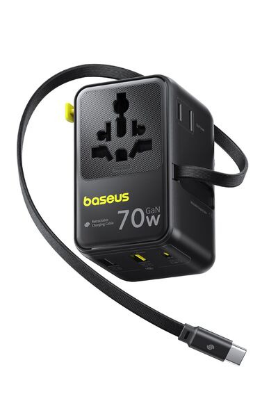 Baseus EnerCore CG11 Παγκόσμιος Αντάπτορας Ταξιδίου 70W, Ανασυρόμενο USB-C, 6...