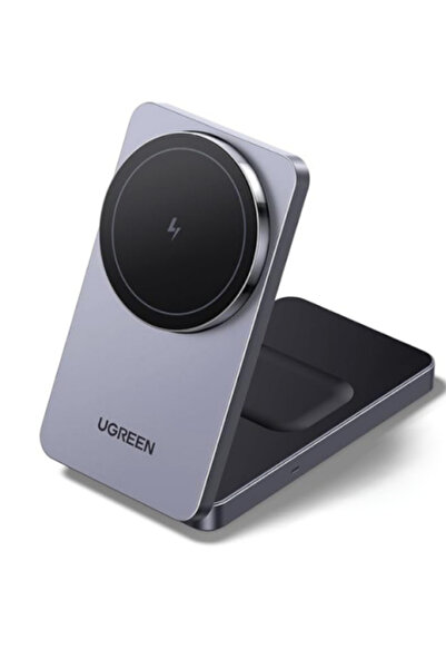 Ugreen MagFlow 2-în-1 20W Încărcător wireless magnetic Gri