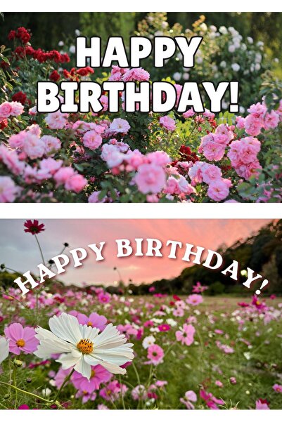 OEM Set 2 Felicitari Happy Birthday Blooming Garden, Design Floral Elegant, C...