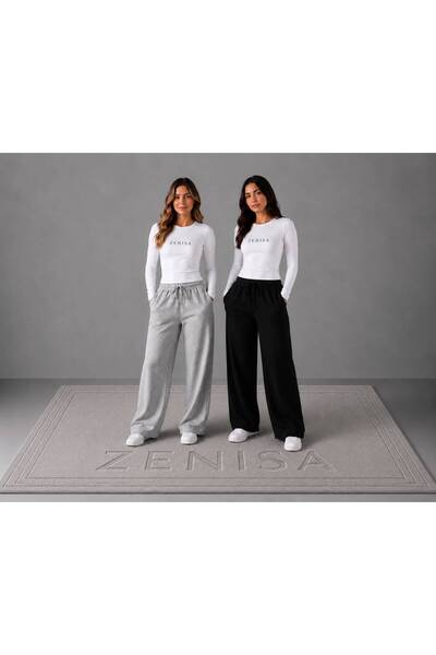 ZENİSA 2-Piece Sweatpants Black and Gray Advantageous Pack Comfortable Fit Sw...