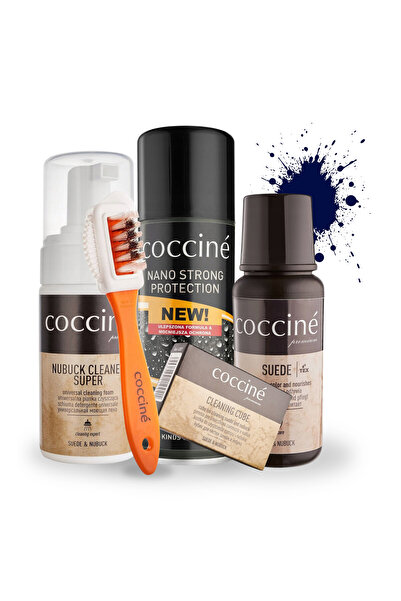 Coccine Set de curatare 5 in 1, Coccine, nubuc bleumarin, reparator 75 ml, sp...