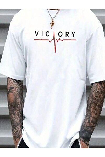 COZYWEAR Victory Printed Oversize White T-Shirt
