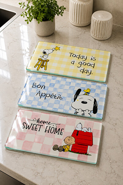 Decorita 3-Piece Glass Cutting Board |   Snoopy Kitchen Dreams |   17cm X 29cm