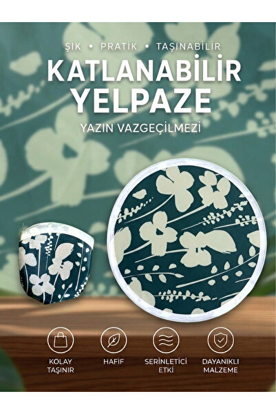 Premium Yuvarlak Katlanabilir Çantalı Popüler Yelpaze | 7 Farklı Desen