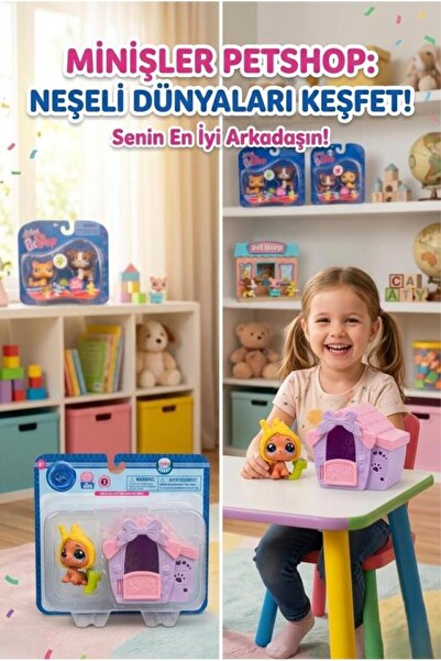 Tıfıl Toys Pet Shop Minişler Dondurma Kostümlü Miniş Figür ve Kulübe Oyun Set...