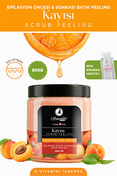 Smoothly Kayısı Peeling 800 G. Epilasyon Sonrası Vücut Peelingi Batık & Çilek...