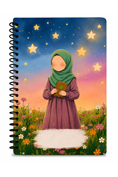 zumio 3'lü A5 Defter Seti | Tesettür Tatlı Kızlar Çizgisiz Spiralli Defter | Günlük, Not ve Planlama Defteri 60 Yaprak