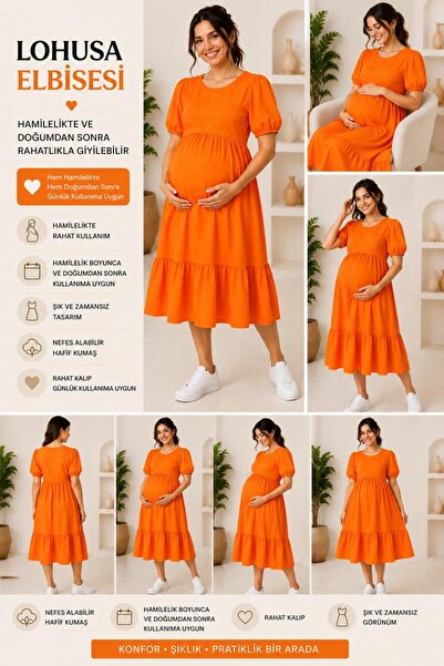 Kıvırcıkyoga HAMİLE VE LOHUSA ELBİSESİ GÜNLÜK KULLANIM