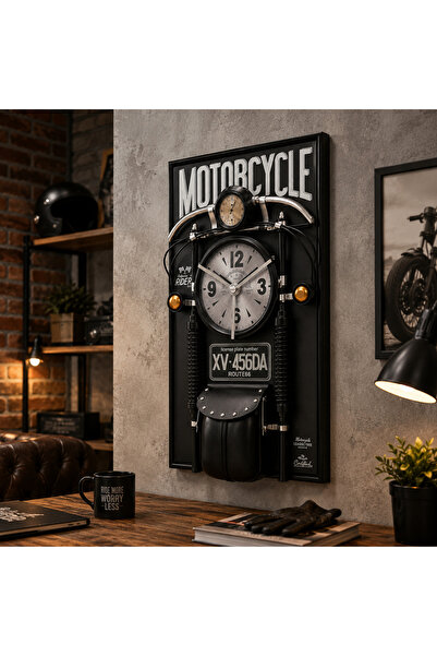 hediyeconcepti Siyah Motosiklet Temalı Dekoratif Duvar Saati – Vintage Motor ...