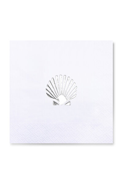 Story 33X33 cm Silver Foil Perla Oyster Shell Sea Marine Patterned White Colo...