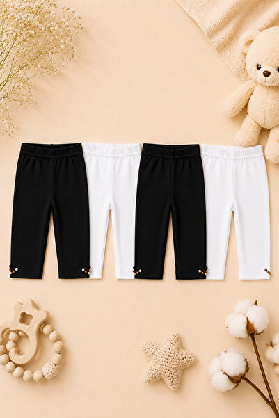LITTLE&CO 4 komada 100% pamučnih perličnih detaljnih 4-dijelnih kapri leggins...