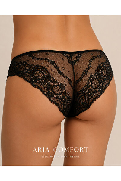 Aria Comfort Σετ 3 Βραζιλιάνικα Σλιπ με Δαντέλα – Βαμβακερά, (Μαύρο, Μπεζ, Να...