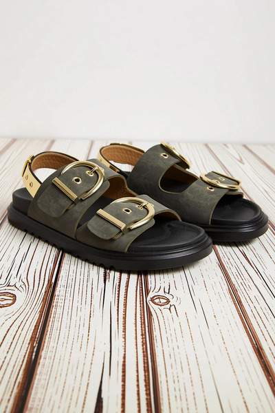 BENERLY Papuci de damă din nubuck, cu cataramă dublă, cu toc plat, croială co...