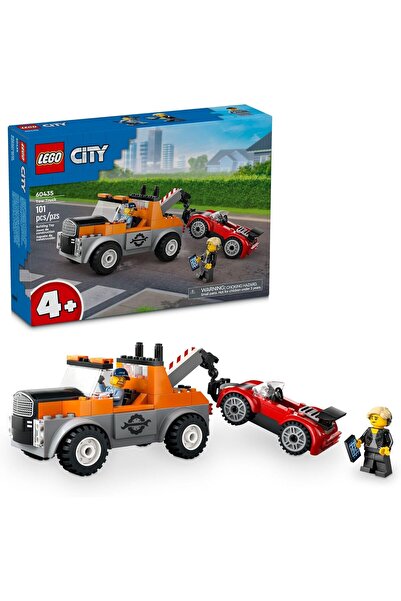 LEGO مجموعة بناء شاحنة سحب المدينة وطقم إصلاح السيارات الرياضية، فكرة هدية لل...