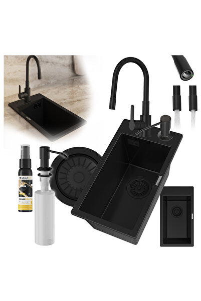 Granitan Set Chiuveta Granit 1 Cuva, Robinet, Dozator, Sifon, Granitan, 280x5...
