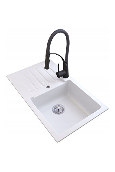 Granitan Set Chiuveta Granit Trio, Alb 756x445mm, Baterie Nexo Extensibila, S...