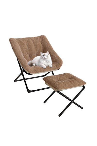 Garvee Foldable Living Room Armchair with Ottoman, Easy-To-Clean Synthetic Up...